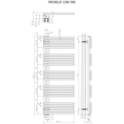 Vertaduro - Koupelnový radiátor s termostatem MICHELLE 600W 129x50 cm taupe
