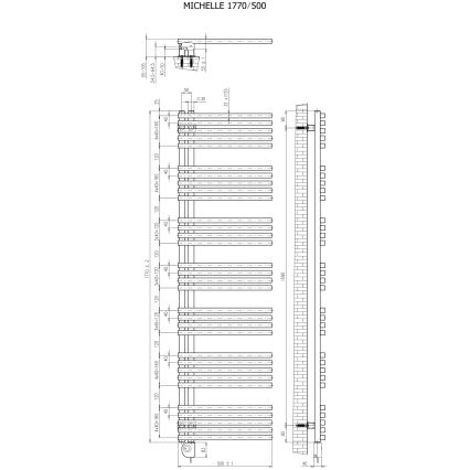 Vertaduro - Koupelnový radiátor s termostatem MICHELLE 900W 177x50 cm antracit