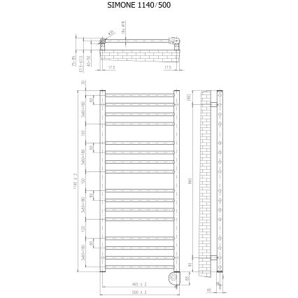 Vertaduro - Koupelnový radiátor s termostatem SIMONE 400W 114x50 cm bílá