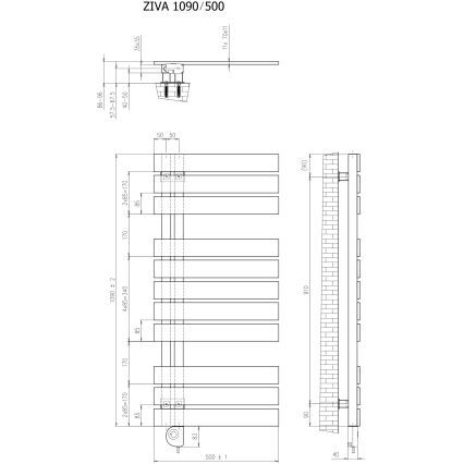Vertaduro - Koupelnový radiátor s termostatem ZIVA 500W 109x50 cm antracit