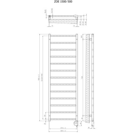 Vertaduro - Koupelnový radiátor s termostatem ZOE 400W 150x50 cm taupe