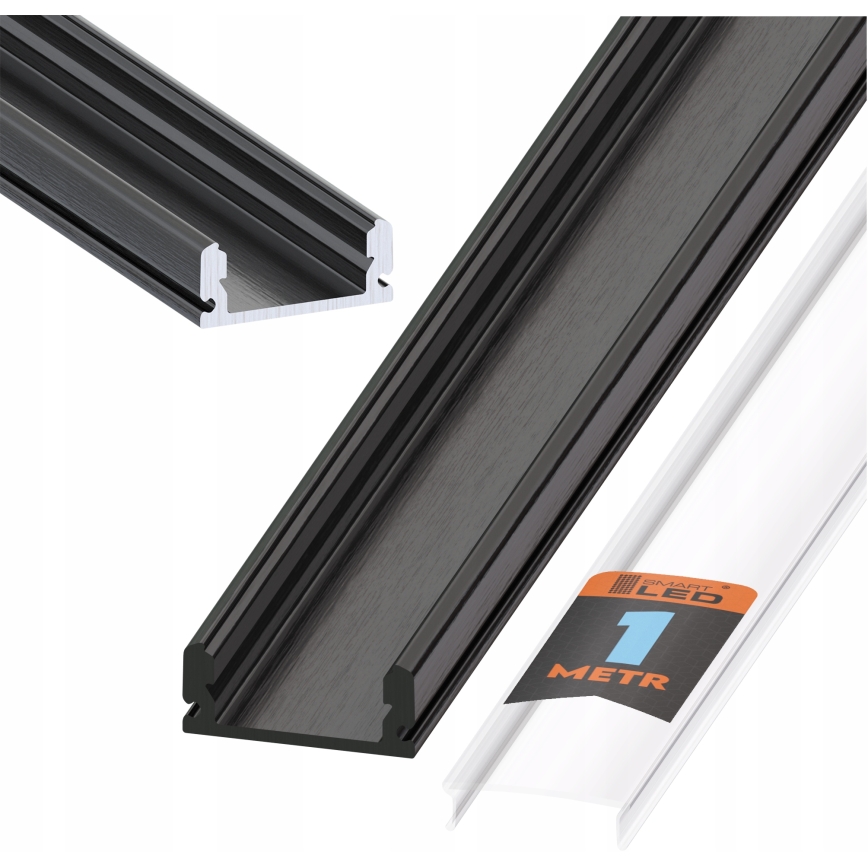 Vestavný profil pro LED pásky 1 m černá/čirá