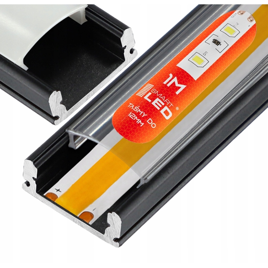 Vestavný profil pro LED pásky 1 m černá/čirá