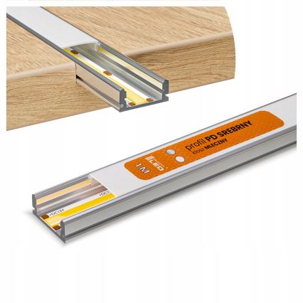 Vestavný profil pro LED pásky 1 m stříbrná/bílá