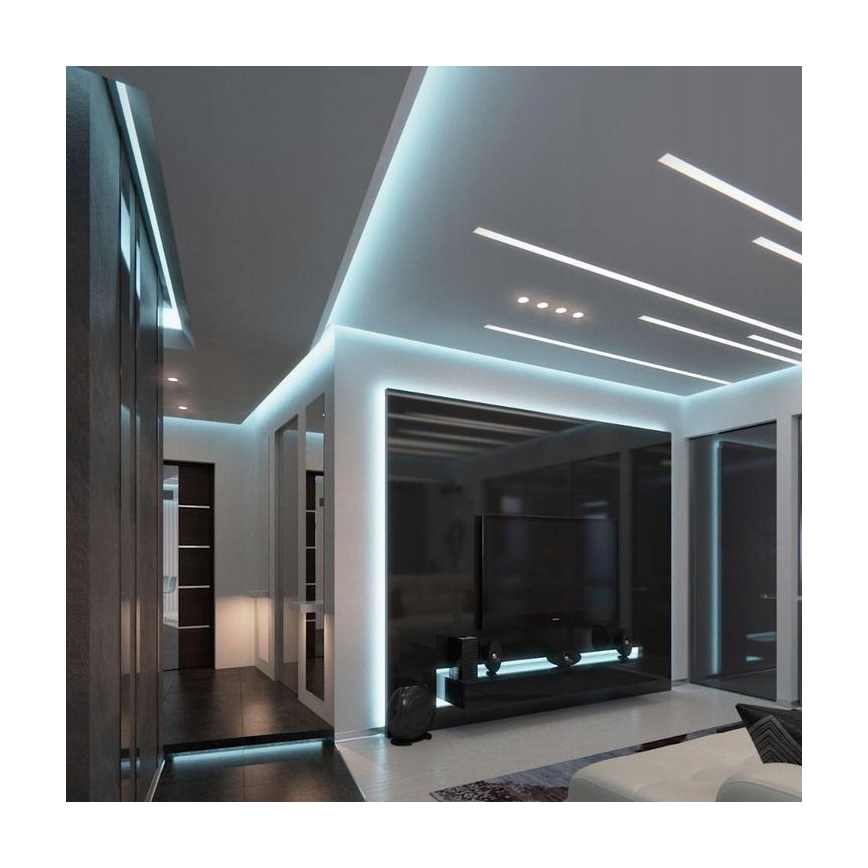 Vestavný profil pro LED pásky 1 m stříbrná/bílá