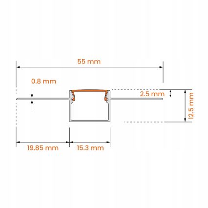 Vestavný profil pro LED pásky 1 m stříbrná/bílá