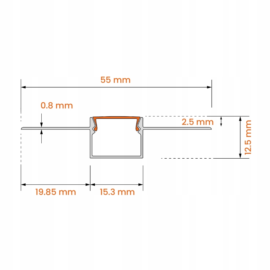Vestavný profil pro LED pásky 1 m stříbrná/bílá