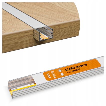 Vestavný profil pro LED pásky 1 m stříbrná/bílá