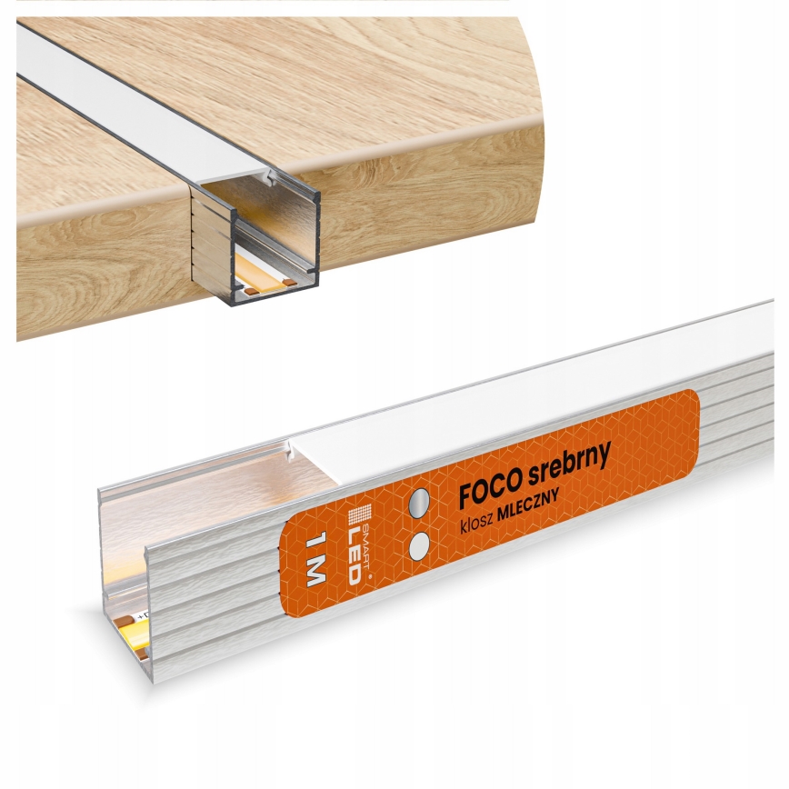 Vestavný profil pro LED pásky 1 m stříbrná/bílá