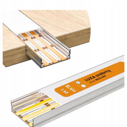 Vestavný profil pro LED pásky 1 m stříbrná/bílá