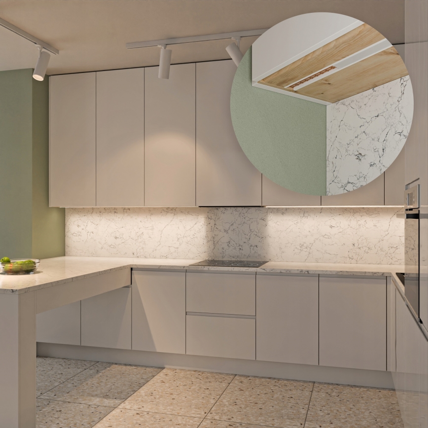 Vestavný profil pro LED pásky 1 m stříbrná/bílá