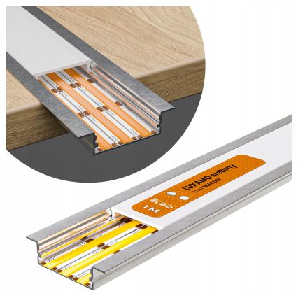 Vestavný profil pro LED pásky 1 m stříbrná/bílá