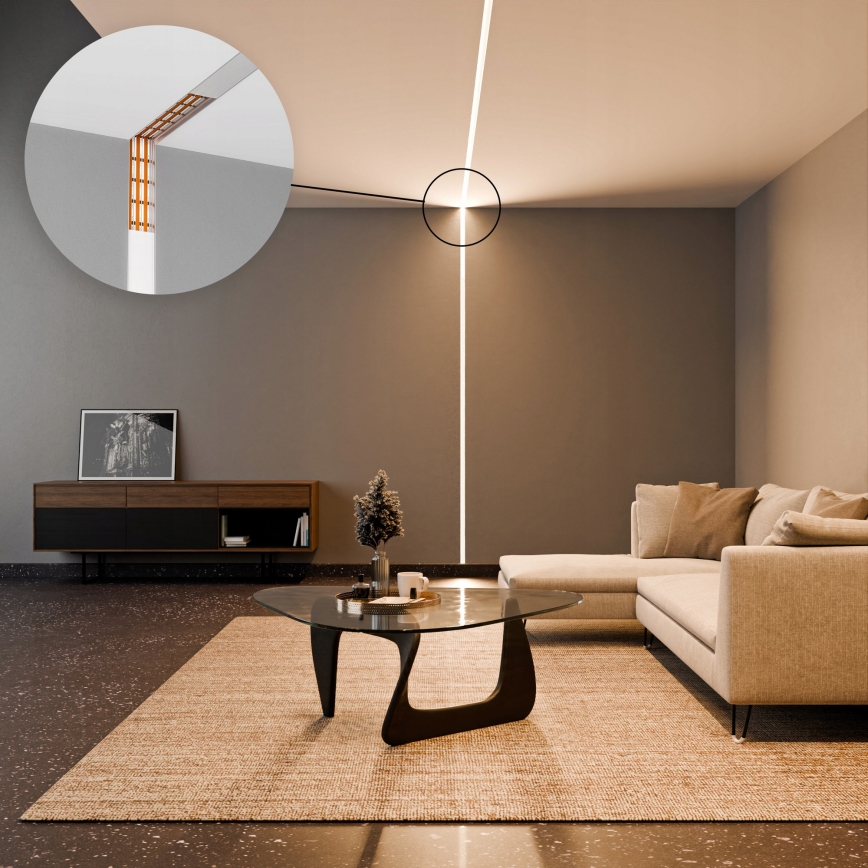 Vestavný profil pro LED pásky 1 m stříbrná/bílá