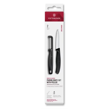 Victorinox - Sada kuchyňský nůž se škrabkou SWISS CLASSIC černá