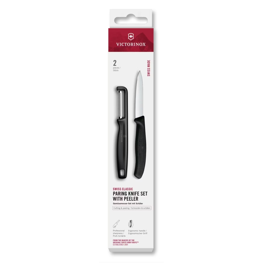 Victorinox - Sada kuchyňský nůž se škrabkou SWISS CLASSIC černá
