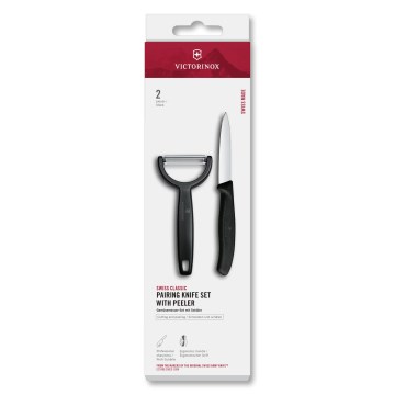 Victorinox - Sada kuchyňský nůž se škrabkou SWISS CLASSIC černá