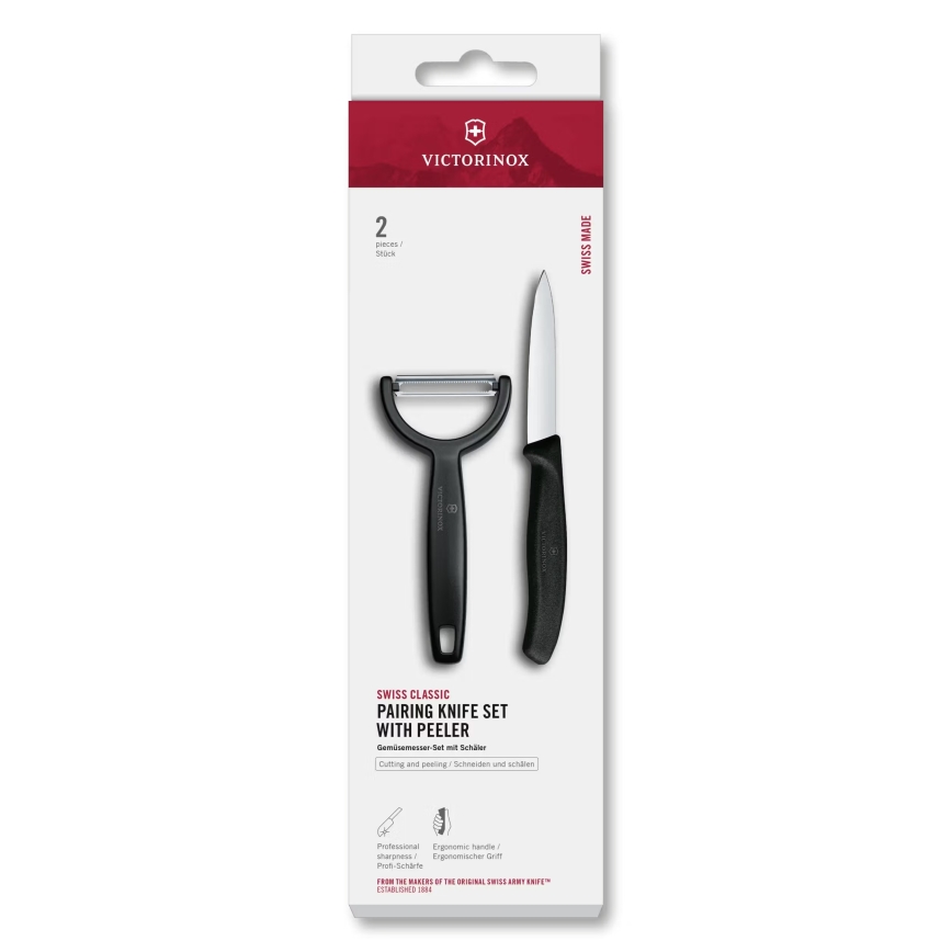 Victorinox - Sada kuchyňský nůž se škrabkou SWISS CLASSIC černá
