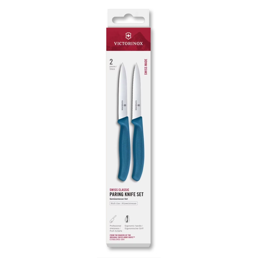 Victorinox - Sada kuchyňských nožů na zeleninu SWISS CLASSIC 10 cm 2 ks modrá