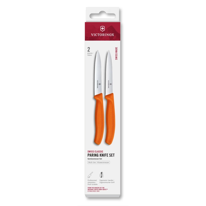 Victorinox - Sada kuchyňských nožů na zeleninu SWISS CLASSIC 10 cm 2 ks oranžová