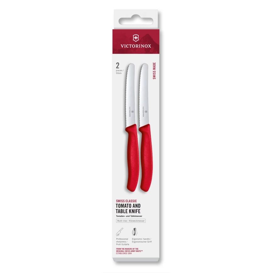 Victorinox - Sada kuchyňských nožů na zeleninu SWISS CLASSIC 11 cm 2 ks červená