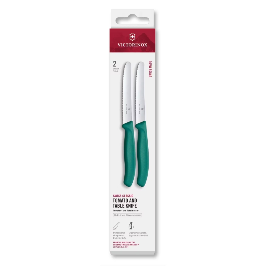 Victorinox - Sada kuchyňských nožů na zeleninu SWISS CLASSIC 11 cm 2 ks tyrkysová