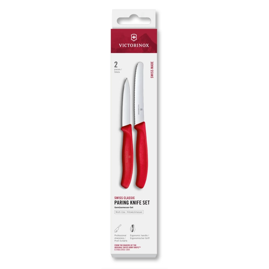Victorinox - Sada kuchyňských nožů na zeleninu SWISS CLASSIC 2 ks červená