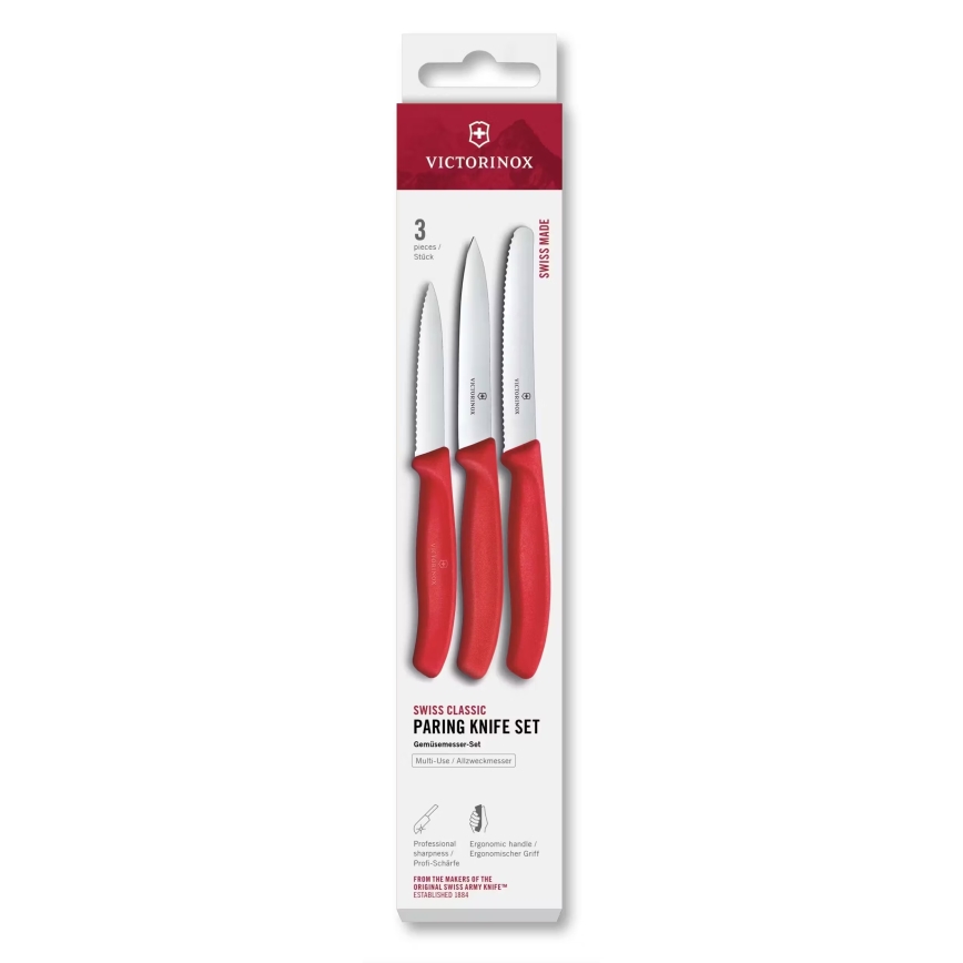 Victorinox - Sada kuchyňských nožů na zeleninu SWISS CLASSIC 3 ks červená