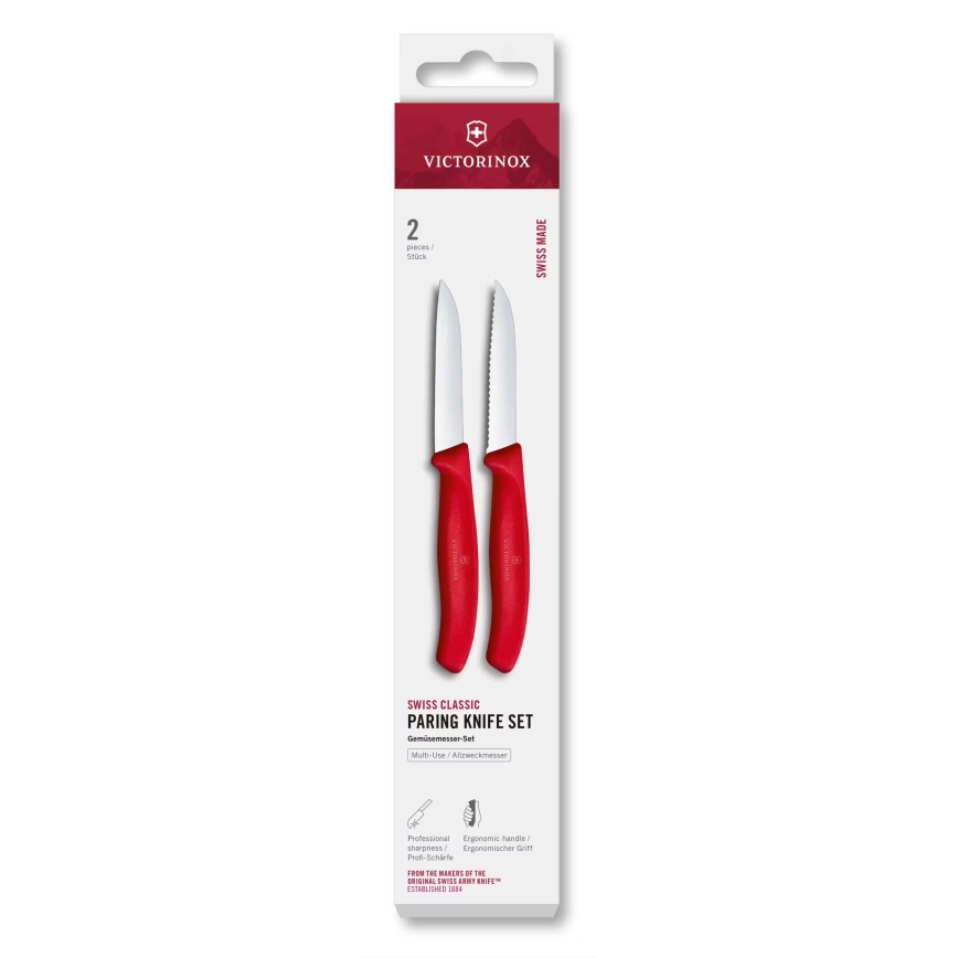 Victorinox - Sada kuchyňských nožů na zeleninu SWISS CLASSIC 8 cm 2 ks červená