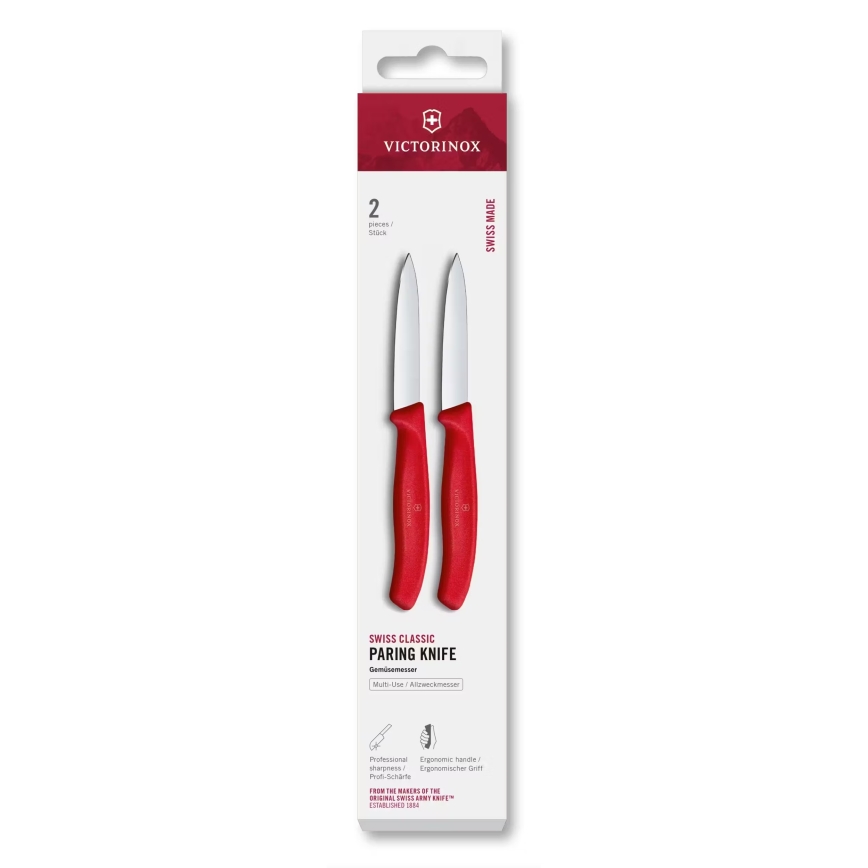 Victorinox - Sada kuchyňských nožů na zeleninu SWISS CLASSIC 8 cm 2 ks červená