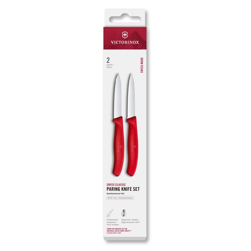 Victorinox - Sada kuchyňských nožů na zeleninu SWISS CLASSIC 8 cm 2 ks červená