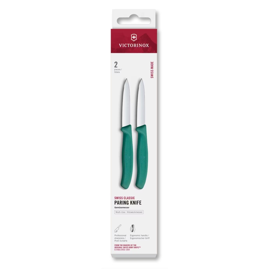 Victorinox - Sada kuchyňských nožů na zeleninu SWISS CLASSIC 8 cm 2 ks tyrkysová