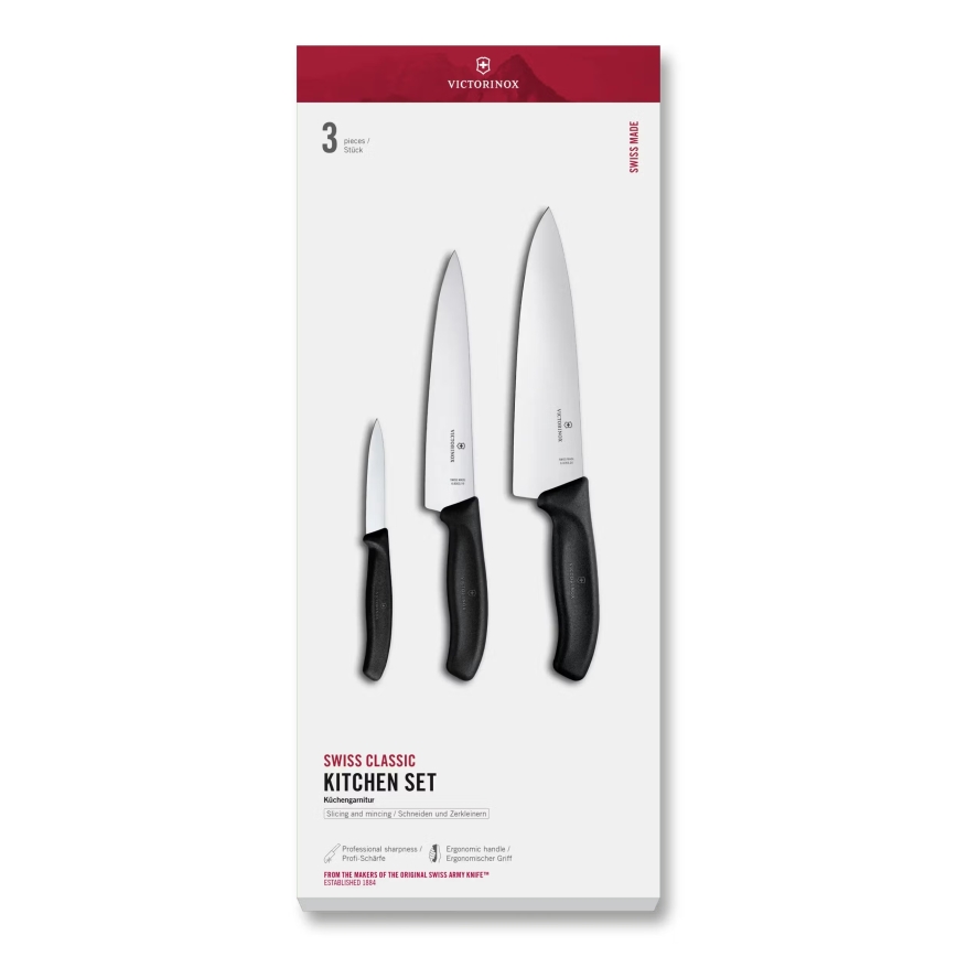 Victorinox - Sada kuchyňských nožů SWISS CLASSIC 3 ks černá