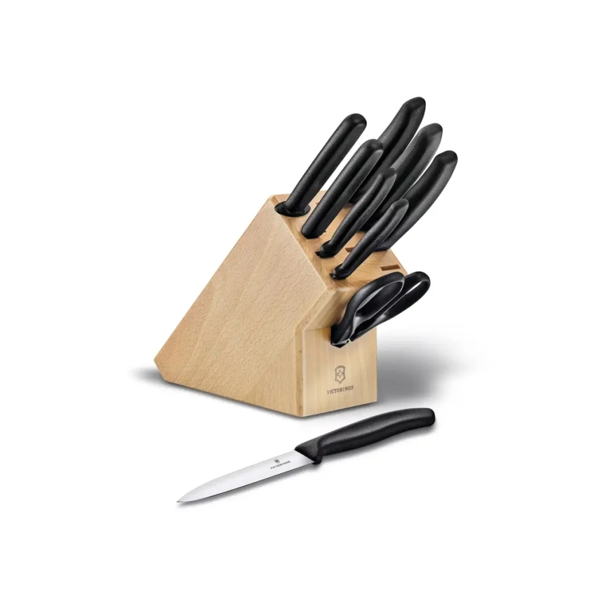 Victorinox - Sada kuchyňských nožů ve stojanu SWISS CLASSIC 10 ks buk/béžová