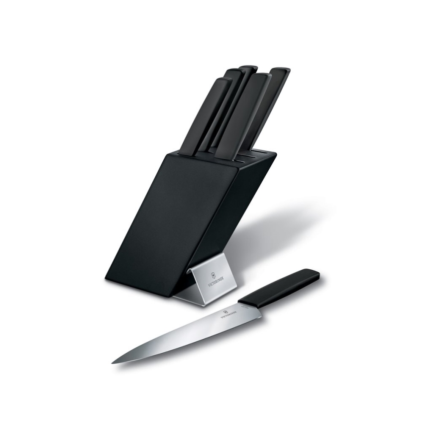 Victorinox - Sada kuchyňských nožů ve stojanu SWISS MODERN 7 ks buk/černá