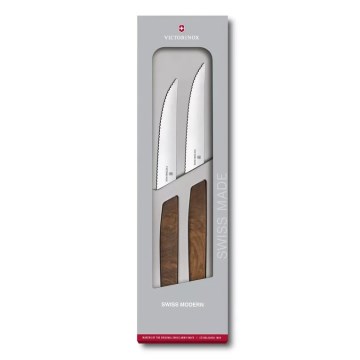 Victorinox - Sada steakových nožů SWISS MODERN 12 cm 2 ks ořech