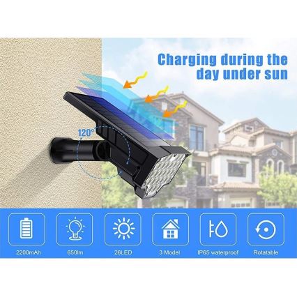 Viking - LED Solární lampa LED/1W/3,7V IP65 6000K 2200 mAh