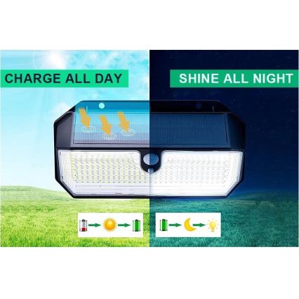 Viking - LED Solární nástěnné svítidlo se senzorem LED/2W/3,7V IP65 6000K 2200 mAh