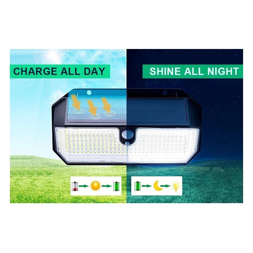 Viking - LED Solární nástěnné svítidlo se senzorem LED/2W/3,7V IP65 6000K 2200 mAh