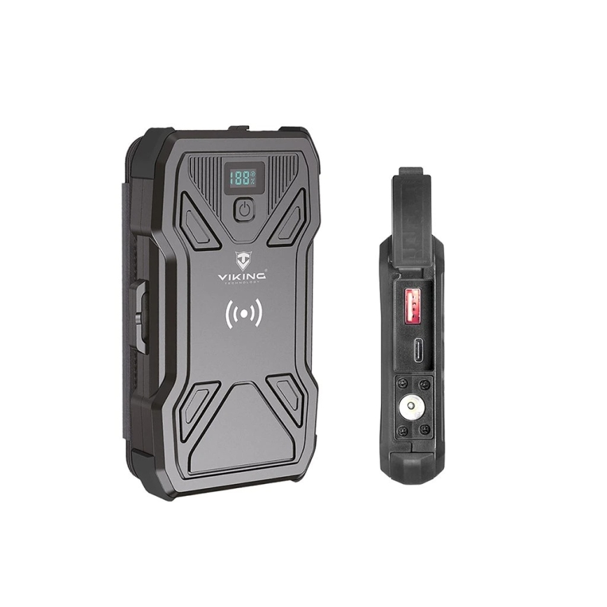 Viking - Power Bank s LED svítilnou, bezdrátovým nabíjením a solárním panelem Power Delivery 22,5W/10000 mAh