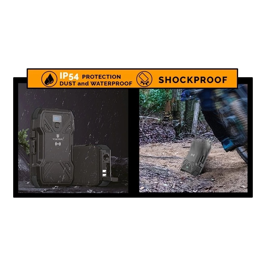 Viking - Power Bank s LED svítilnou, bezdrátovým nabíjením a solárním panelem Power Delivery 22,5W/10000 mAh