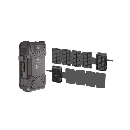 Viking - Power Bank s LED svítilnou, bezdrátovým nabíjením a solárním panelem Power Delivery 22,5W/30000 mAh