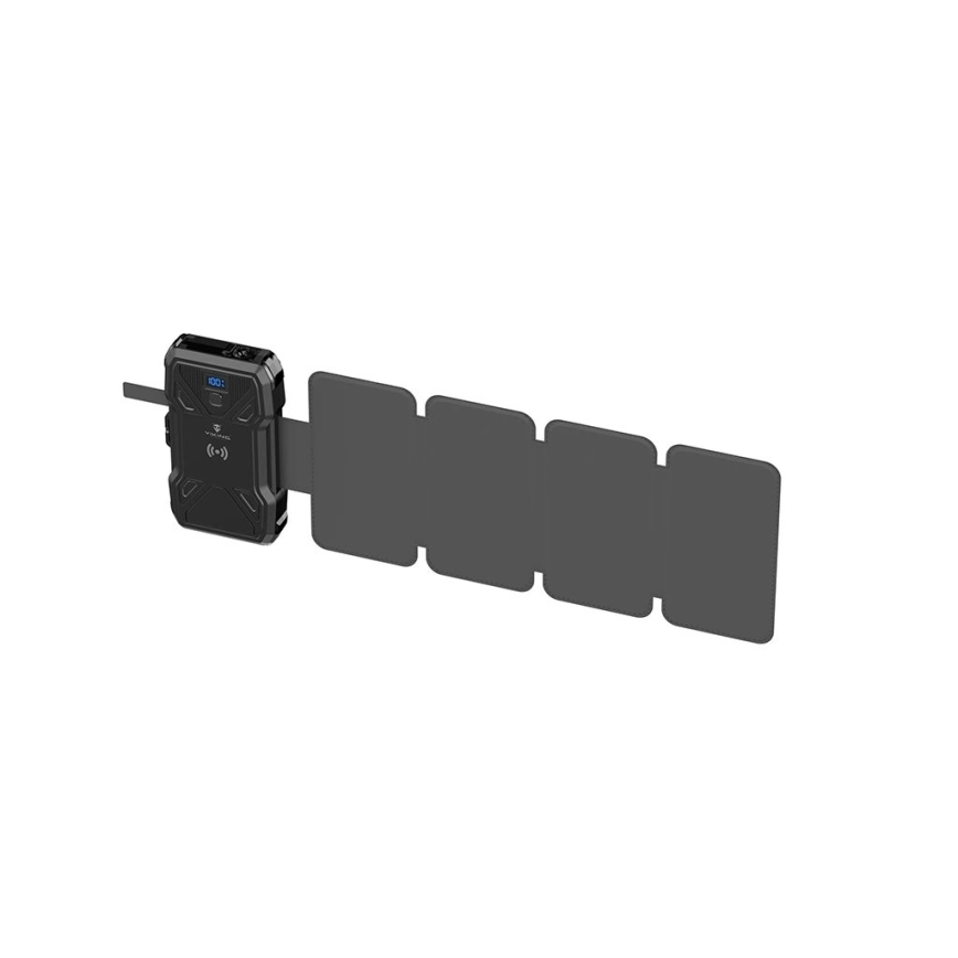 Viking - Power Bank s LED svítilnou, bezdrátovým nabíjením a solárním panelem Power Delivery 22,5W/20000 mAh