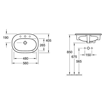 Villeroy & Boch 41615601 - Zápustné umyvadlo O.NOVO 56x40,5 cm keramika/bílá