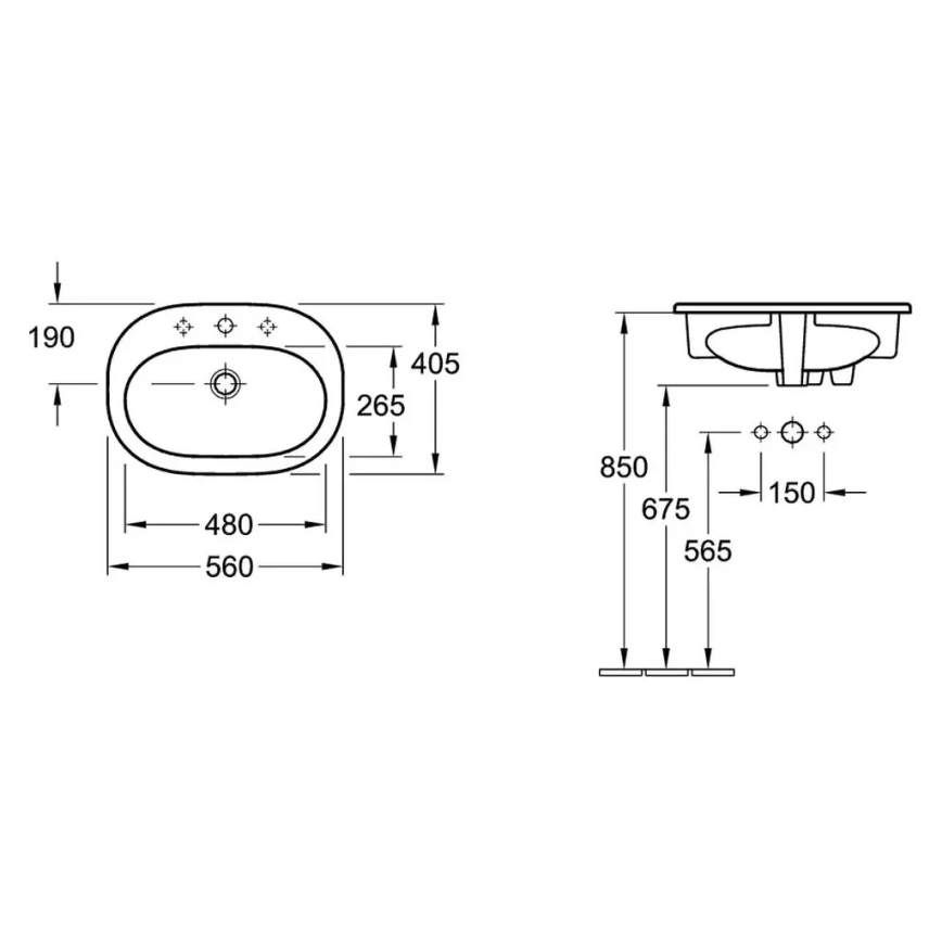Villeroy & Boch 41615601 - Zápustné umyvadlo O.NOVO 56x40,5 cm keramika/bílá