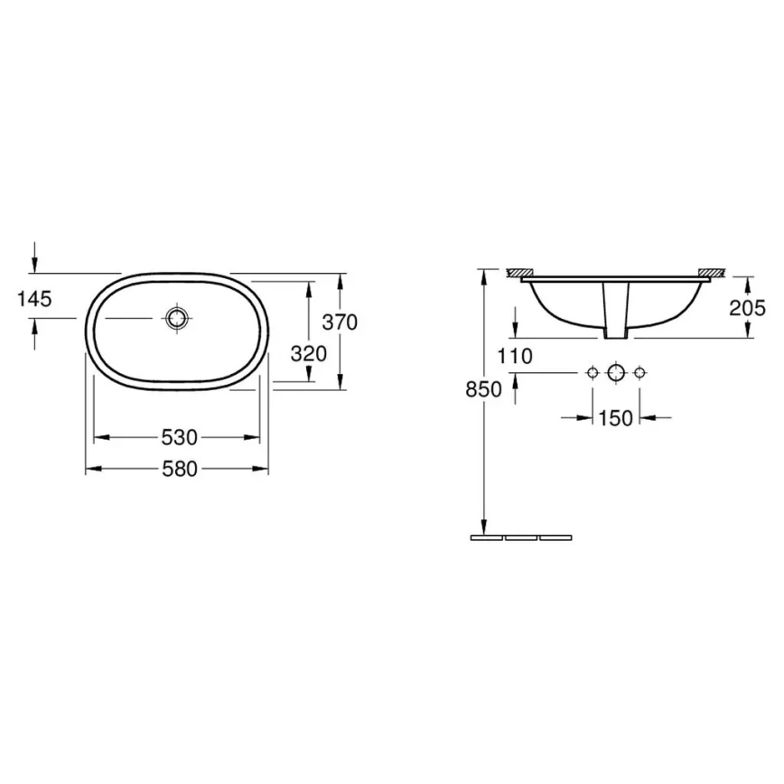 Villeroy & Boch 416250R1 - Zápustné umyvadlo O.NOVO 53x32 cm keramika/bílá