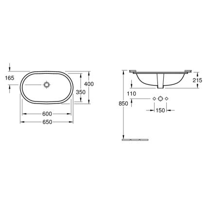 Villeroy & Boch 41626001 - Zápustné umyvadlo O.NOVO 60x35 cm keramika/bílá