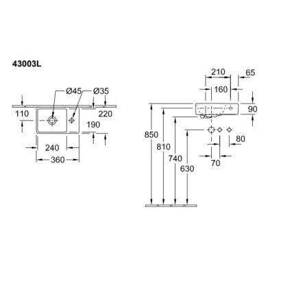 Villeroy & Boch 43003L01 - Závěsné umyvadlo AVENTO 36x22 cm keramika/bílá