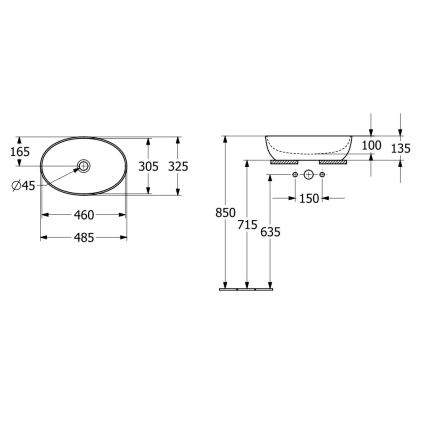 Villeroy & Boch 43884801 - Umyvadlo na desku ARTIS 48x32,5 cm keramika/bílá