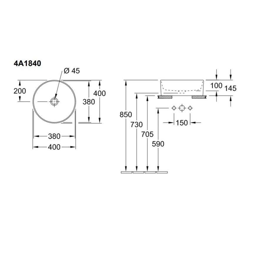 Villeroy & Boch 4A1840R1 - Umyvadlo na desku COLLARO pr. 40 cm keramika/bílá