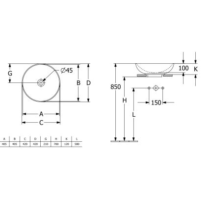 Villeroy & Boch 4A460001 - Umyvadlo na desku LOOP&FRIENDS pr. 42 cm keramika/bílá